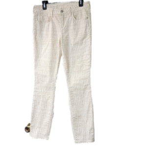 𝅺pilcro and the Letterpress STET jeans, cream and gold print, sz 29